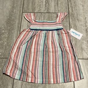 Carter’s striped Girl’s Top green & cream 2 button back closure